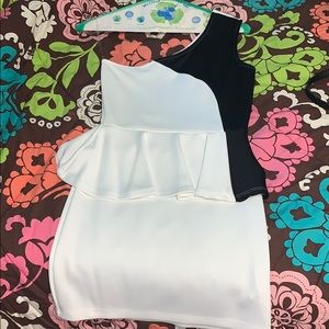 Charlotte Russe white and black peplum dress
